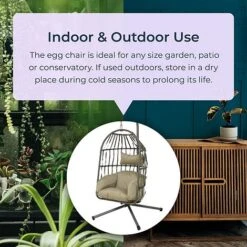 Idooka Rattan Hanging Garden Egg Chair -Eden Yard Zone 0420Indoor20Outdoor