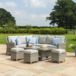 Maze Rattan Oxford Corner Dining Set With Ice Bucket & Rising Dining Table -Eden Yard Zone 401760 2