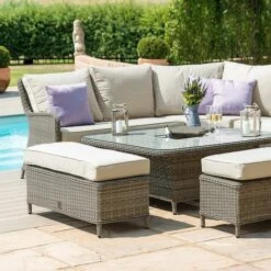 Maze Rattan Winchester Royal Corner Dining Ice Bucket & Rising Table Set -Eden Yard Zone 402115 2