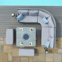 Maze Rattan Oxford Royal Corner Dining Set With Firepit Table -Eden Yard Zone 403052 10