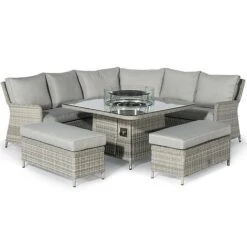 Maze Rattan Oxford Royal Corner Dining Set With Firepit Table -Eden Yard Zone 403052 20