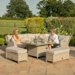 Maze Rattan Oxford Royal Corner Dining Set With Firepit Table -Eden Yard Zone 403052 8