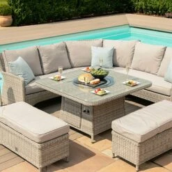 Maze Rattan Oxford Royal Corner Dining Set With Firepit Table -Eden Yard Zone 403052 9