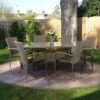 Albany Garden Rectangular Rattan Dining Set 6 Seater Oatmeal Stackable -Eden Yard Zone 452058 1 DESKTOP 2L502ME