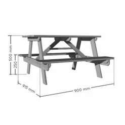 Soulet Childrens Garden Picnic Table Grey -Eden Yard Zone 783568 VISUEL DIM PRODUIT