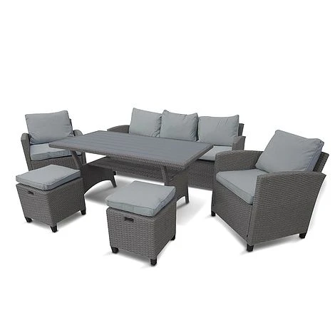Rowlinson Garden Albany Rattan Sofa Dining Set 7 Seat Grey 4 Rowlinson Garden Albany Rattan Sofa Dining Set 7 Seat Grey - Image 2