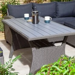 Rowlinson Garden Rattan Corner Sofa Dining Set Grey 8 Seater -Eden Yard Zone AlbanyCornerset Grey 031