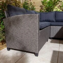Rowlinson Garden Rattan Corner Sofa Dining Set Grey 8 Seater -Eden Yard Zone AlbanyCornerset Grey 041