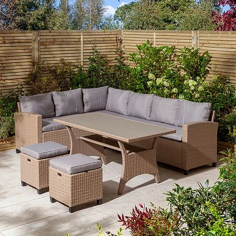 Rowlinson Garden Deluxe Rattan Corner Sofa Dining Set 8 Seat Oatmeal 7 Rowlinson Garden Deluxe Rattan Corner Sofa Dining Set 8 Seat Oatmeal - Image 5