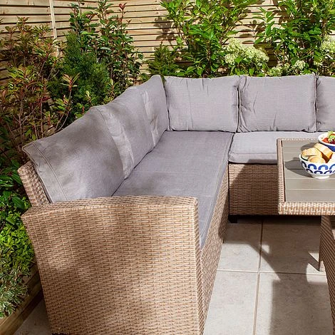 Rowlinson Garden Deluxe Rattan Corner Sofa Dining Set 8 Seat Oatmeal 5 Rowlinson Garden Deluxe Rattan Corner Sofa Dining Set 8 Seat Oatmeal - Image 3