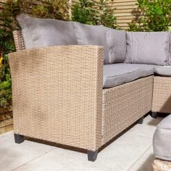 Rowlinson Garden Deluxe Rattan Corner Sofa Dining Set 8 Seat Oatmeal 20 Rowlinson Garden Deluxe Rattan Corner Sofa Dining Set 8 Seat Oatmeal -Eden Yard Zone AlbanyCornerset Wheat 04