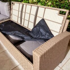 Rowlinson Garden Deluxe Rattan Corner Sofa Dining Set 8 Seat Oatmeal 23 Rowlinson Garden Deluxe Rattan Corner Sofa Dining Set 8 Seat Oatmeal -Eden Yard Zone AlbanyCornerset Wheat 07