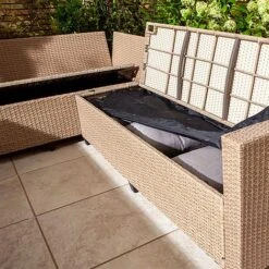 Rowlinson Garden Deluxe Rattan Corner Sofa Dining Set 8 Seat Oatmeal 25 Rowlinson Garden Deluxe Rattan Corner Sofa Dining Set 8 Seat Oatmeal -Eden Yard Zone AlbanyCornerset Wheat 09