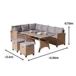 Rowlinson Garden Deluxe Rattan Corner Sofa Dining Set 8 Seat Oatmeal 27 Rowlinson Garden Deluxe Rattan Corner Sofa Dining Set 8 Seat Oatmeal -Eden Yard Zone AlbanyRattansizes