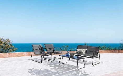 Idooka 4 Seater Black Mesh Lounge Sofa Set 10 Idooka 4 Seater Black Mesh Lounge Sofa Set - Image 8