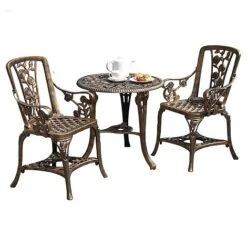 Three-Piece Rose Armchair Bistro Set - Bronze 5 Three-Piece Rose Armchair Bistro Set - Bronze -Eden Yard Zone D7280201000x10001