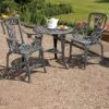 Three-Piece Rose Armchair Bistro Set - Pewter -Eden Yard Zone D9507 1
