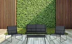 Idooka 4 Seater Black Mesh Lounge Sofa Set 14 Idooka 4 Seater Black Mesh Lounge Sofa Set -Eden Yard Zone Deck