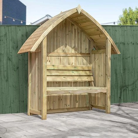 Waltons Wooden Arch Top Garden Pressure Treated Arbour Seat 3 Waltons Wooden Arch Top Garden Pressure Treated Arbour Seat