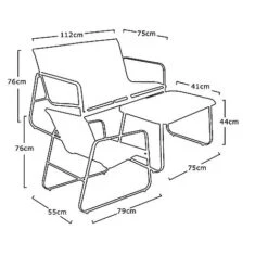 Idooka 4 Seater Black Mesh Lounge Sofa Set 13 Idooka 4 Seater Black Mesh Lounge Sofa Set -Eden Yard Zone FD4300500.Silhouette