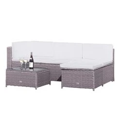 Garden Gear Milan Rattan Lounge Sofa Set - Grey -Eden Yard Zone FURN MILANLGRE T40541