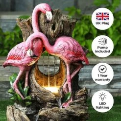 Flamingo LED Garden Water Feature -Eden Yard Zone Flamingo edit