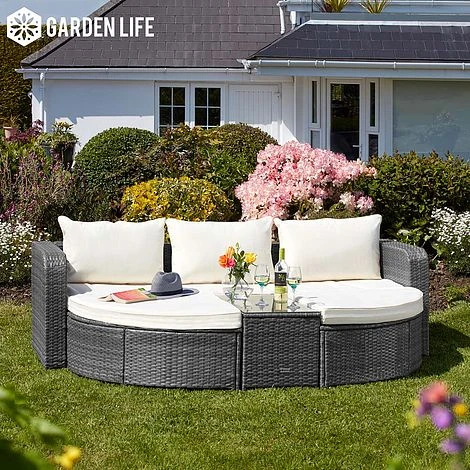 Firenze Five-Section Rattan Daybed - Dark Grey 3 Firenze Five-Section Rattan Daybed - Dark Grey