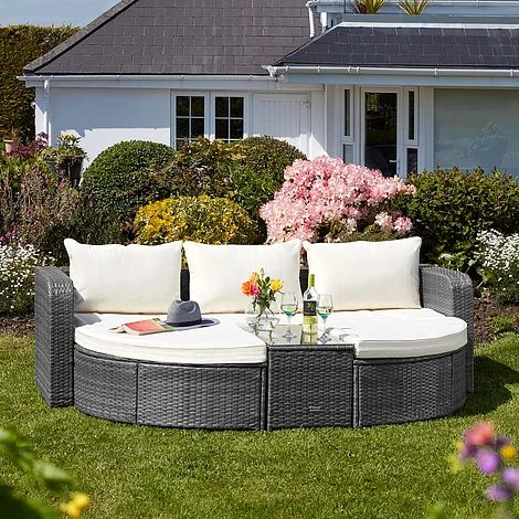 Firenze Five-Section Rattan Daybed - Dark Grey 4 Firenze Five-Section Rattan Daybed - Dark Grey - Image 2