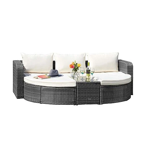Firenze Five-Section Rattan Daybed - Dark Grey 6 Firenze Five-Section Rattan Daybed - Dark Grey - Image 4