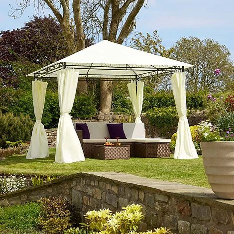 Garden Life 3x3m Metal Gazebo With Cream Roof And Curtains 4 Garden Life 3x3m Metal Gazebo With Cream Roof And Curtains - Image 2