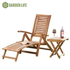 Garden Life Acacia Folding Steamer Deck Chair -Eden Yard Zone G2858 Acacia Steamer Chair With Table CO 1 logo