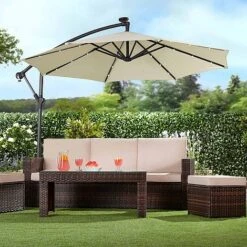 Solar LED Cantilever Parasol -Eden Yard Zone G3975 1