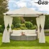 Garden Gear 3x3m Metal Gazebo With Cream Roof And Curtains 1 Garden Gear 3x3m Metal Gazebo With Cream Roof And Curtains -Eden Yard Zone G4161 1