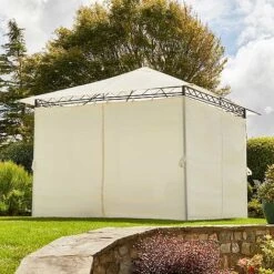 Garden Gear 3x3m Metal Gazebo With Cream Roof And Curtains 12 Garden Gear 3x3m Metal Gazebo With Cream Roof And Curtains -Eden Yard Zone G4161 2