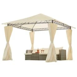 Garden Gear 3x3m Metal Gazebo With Cream Roof And Curtains 18 Garden Gear 3x3m Metal Gazebo With Cream Roof And Curtains -Eden Yard Zone G4161 8