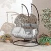Brampton Luxury Rattan Wicker Outdoor Hanging Cocoon Egg Swing Chair Double 1 Brampton Luxury Rattan Wicker Outdoor Hanging Cocoon Egg Swing Chair Double -Eden Yard Zone GF07378