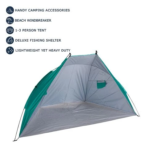 Idooka Outdoors Beach Tent Shelter With Inner Pockets Carrying Pouch UPF 50+ Blue/Green 5 Idooka Outdoors Beach Tent Shelter With Inner Pockets Carrying Pouch UPF 50+ Blue/Green - Image 3