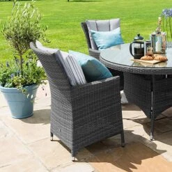 Maze Rattan LA Garden Dining Set Round With Ice Bucket 4 Seat 11 Maze Rattan LA Garden Dining Set Round With Ice Bucket 4 Seat -Eden Yard Zone LA 4 Seat Round Dining Set GREY 2sq