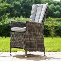 Maze Rattan LA Garden Dining Set Round With Ice Bucket 4 Seat 13 Maze Rattan LA Garden Dining Set Round With Ice Bucket 4 Seat -Eden Yard Zone LA Grey Flat Weave Chairsq