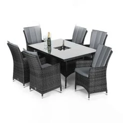 Maze Rattan LA Garden Dining Set Rectangular With Ice Bucket 6 Seat 15 Maze Rattan LA Garden Dining Set Rectangular With Ice Bucket 6 Seat -Eden Yard Zone LA20DINING206204