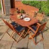 Rowlinson Plumley Hardwood Dining Set 6 Seater Grey Cushions -Eden Yard Zone PLUMGREY6 PlumleyDiningSetGREY 01