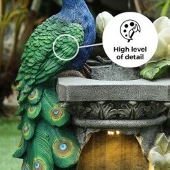 Peacock LED Garden Water Feature -Eden Yard Zone Peacock edit2