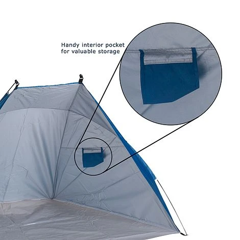 Idooka Outdoors Beach Tent Shelter With Inner Pockets Carrying Pouch UPF 50+ Blue/Green 9 Idooka Outdoors Beach Tent Shelter With Inner Pockets Carrying Pouch UPF 50+ Blue/Green - Image 7