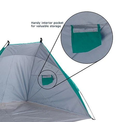 Idooka Outdoors Beach Tent Shelter With Inner Pockets Carrying Pouch UPF 50+ Blue/Green 14 Idooka Outdoors Beach Tent Shelter With Inner Pockets Carrying Pouch UPF 50+ Blue/Green - Image 12