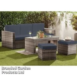 Garden Gear Riviera 5-Seat Rattan Set -Eden Yard Zone RIVI RATTDRKGR S43364