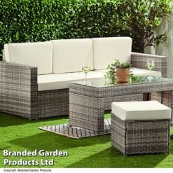 Garden Gear Riviera 5-Seat Rattan Set -Eden Yard Zone RIVI RATTNLGRY B61436