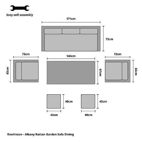 Rowlinson Garden Albany Rattan Sofa Dining Set 7 Seat Grey 5 Rowlinson Garden Albany Rattan Sofa Dining Set 7 Seat Grey - Image 3