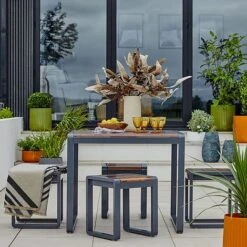 Spitalfields Square Acacia Wood 5 Piece Furniture Set 5 Spitalfields Square Acacia Wood 5 Piece Furniture Set -Eden Yard Zone SSFS93 1 copy