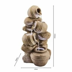 Serenity Cascading Tipping Pots Stone Wall Water Feature -Eden Yard Zone WEBG3945