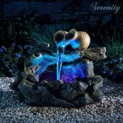 Serenity Table-Top Woodland Pouring Pots Water Feature -Eden Yard Zone WEBG39594